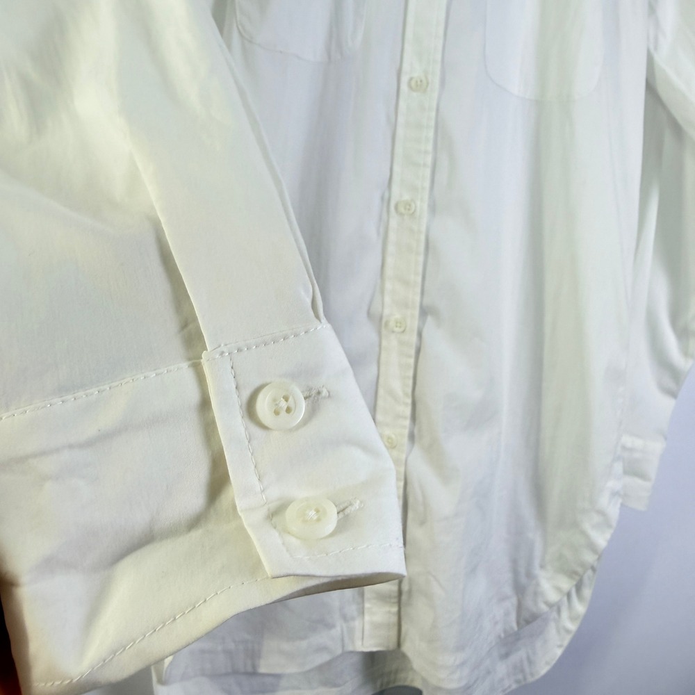 Athleta White Button Down Tunic Shirt Long Sleeve High Low Hem Womens Medium - Picture 7 of 10